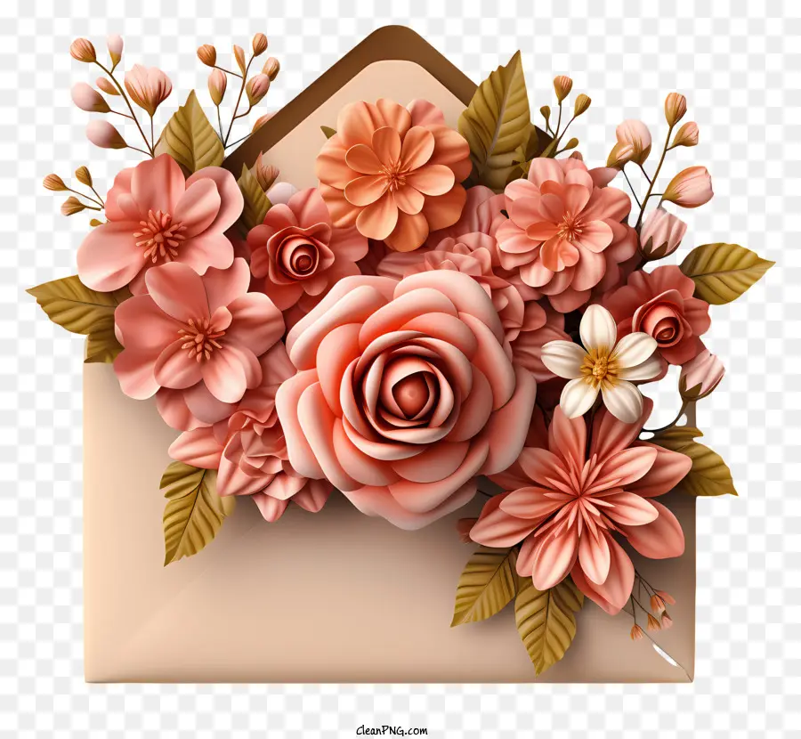 rosa Rosen - Pink Rose Bouquet im Umschlag mit 