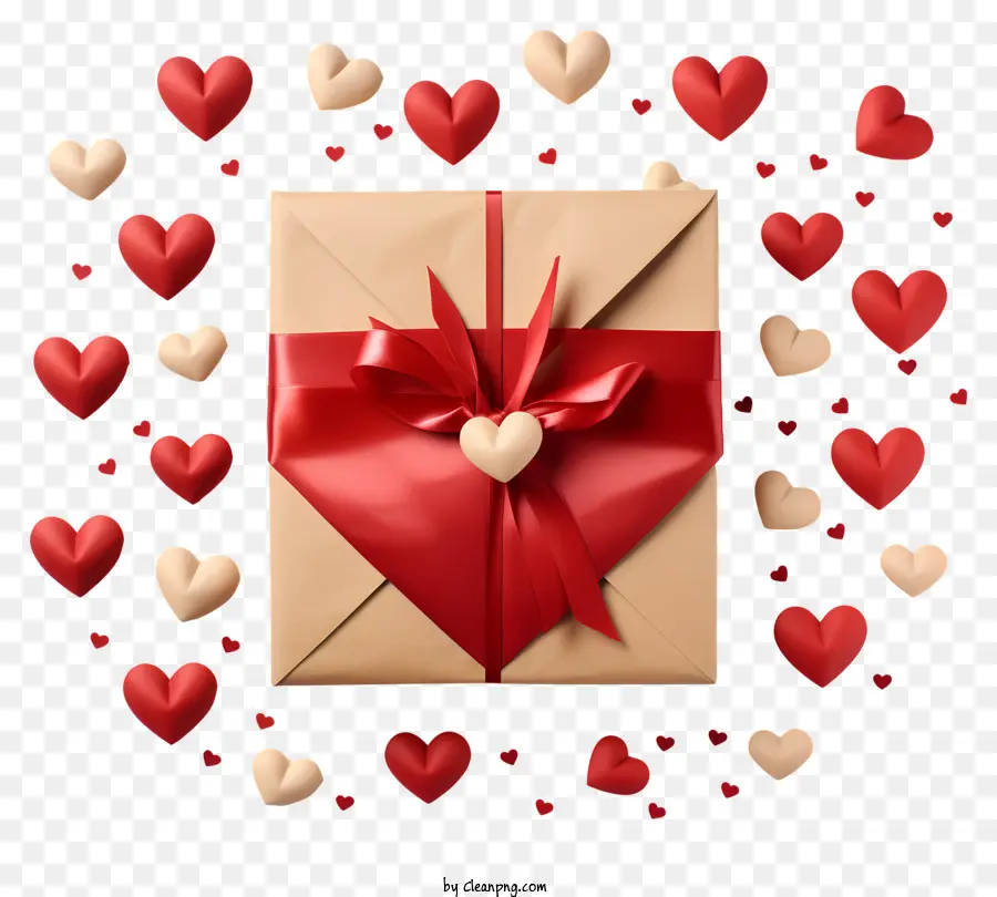 Valentinstag - Romantische Geschenkbox mit Herzen und Banddekoration