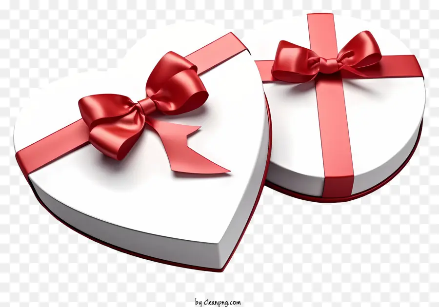 Geschenkbox - Kisten mit roten Bögen und Herzdekorationen