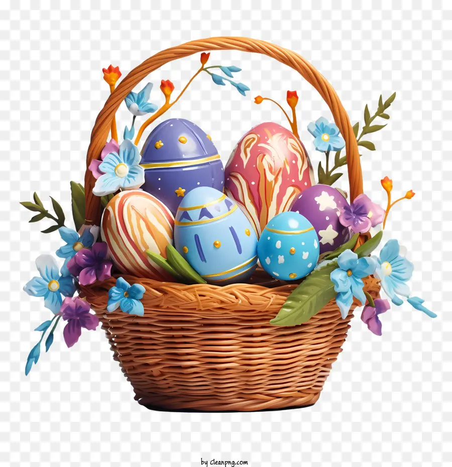 easter basket basket eggs flowers easter