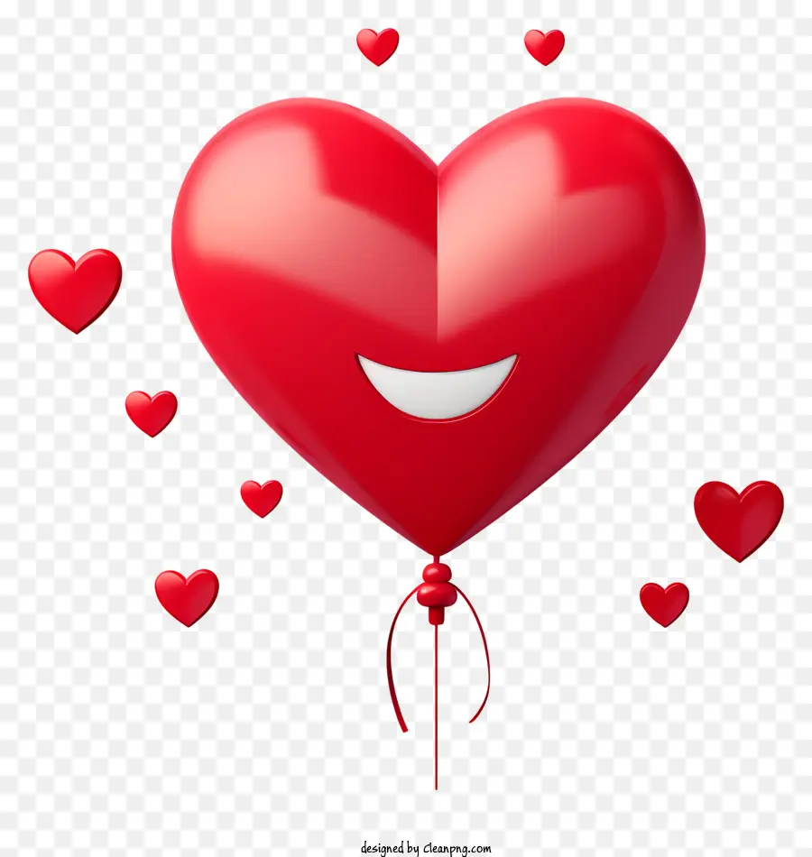 Palloncino Rosso - Palloncino rosso a forma di cuore con viso sorridente