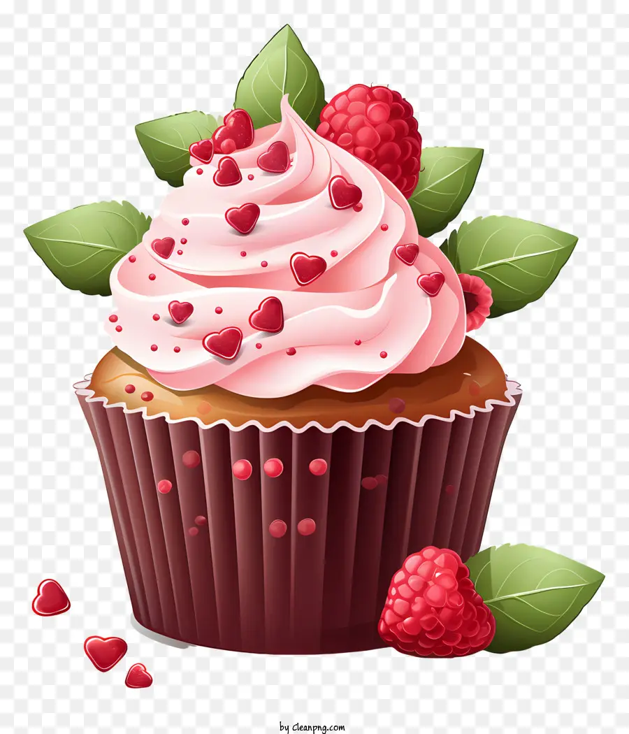 Rắc - Red Velvet Cupcake với Frosting và Raspberries