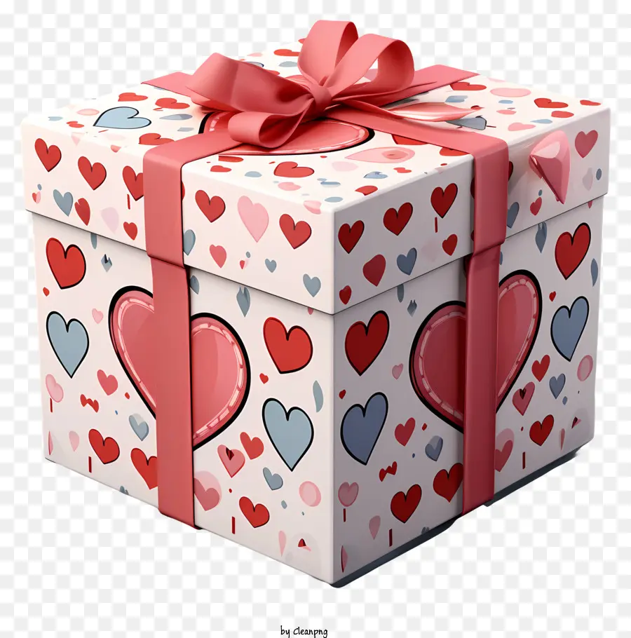 hộp quà - Hộp quà màu hồng với thiết kế trái tim và ruy băng