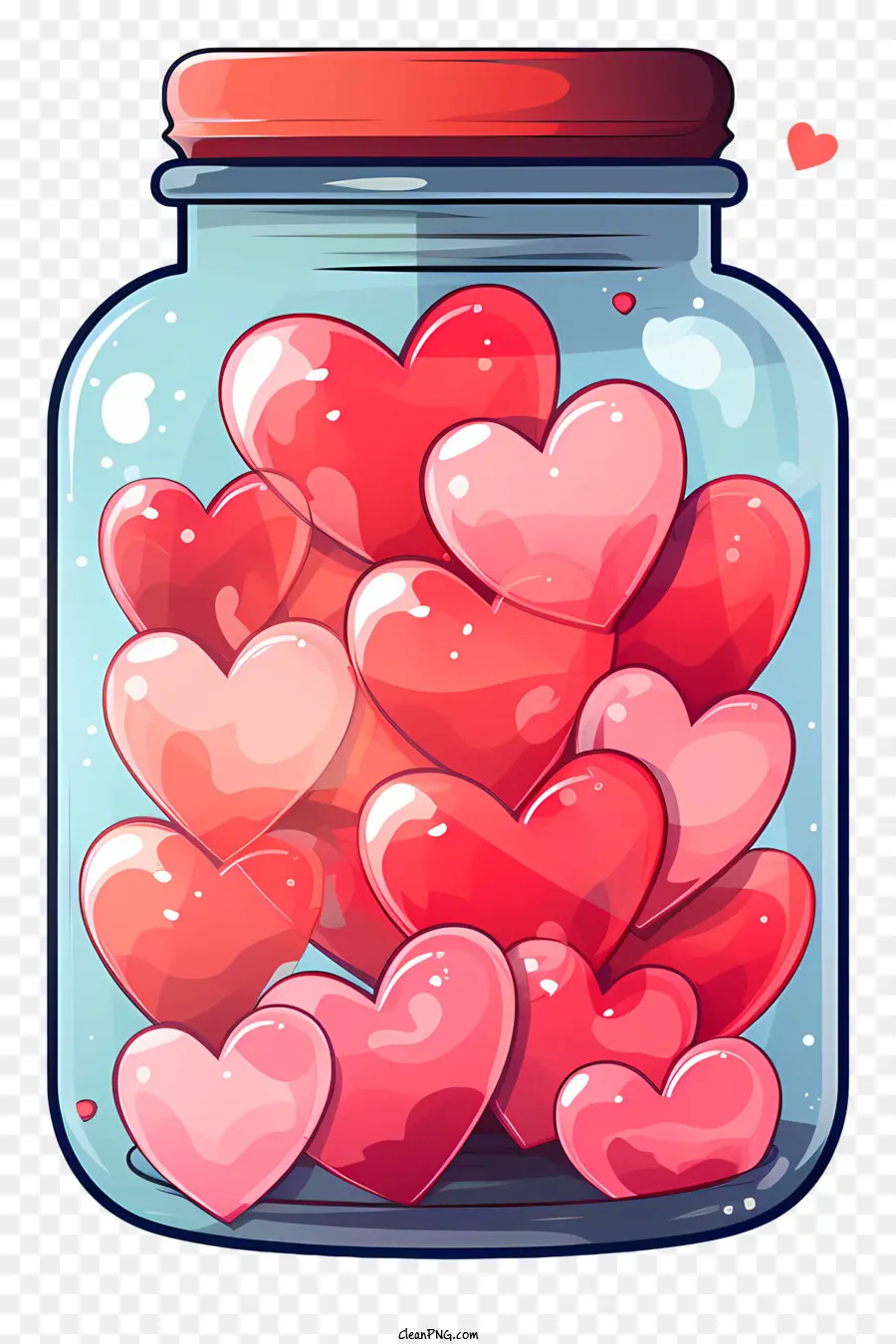 Mason Jar Jar of Hearts transparentes Glasglasherzen schwimmend schwimmende Herzen - Transparentes Glas mit schwebenden roten und rosa Herzen