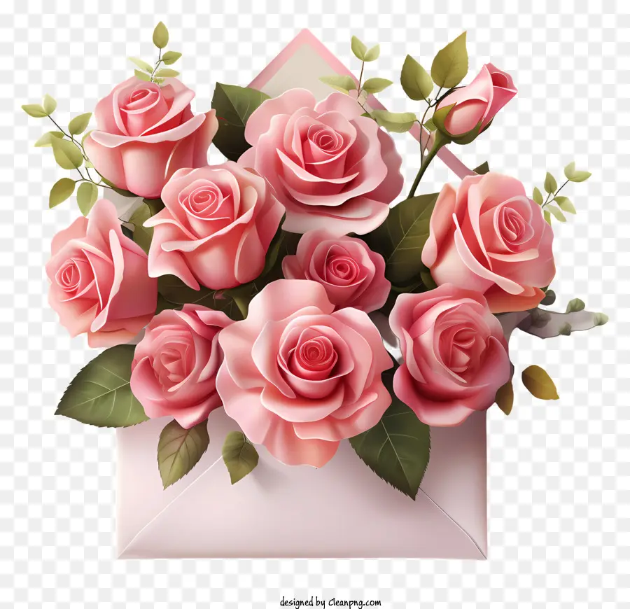 rosa Rosen - Rosa Rosen im Umschlag mit Band, gut beleuchtet
