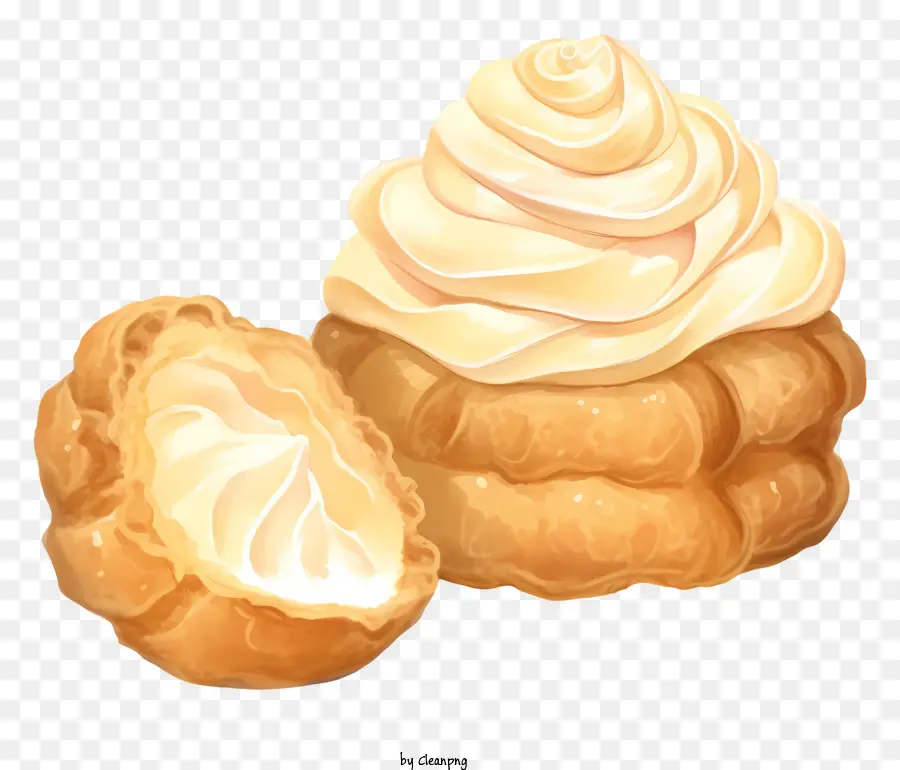 isometric style cream puff pastry whipped cream creamy topping