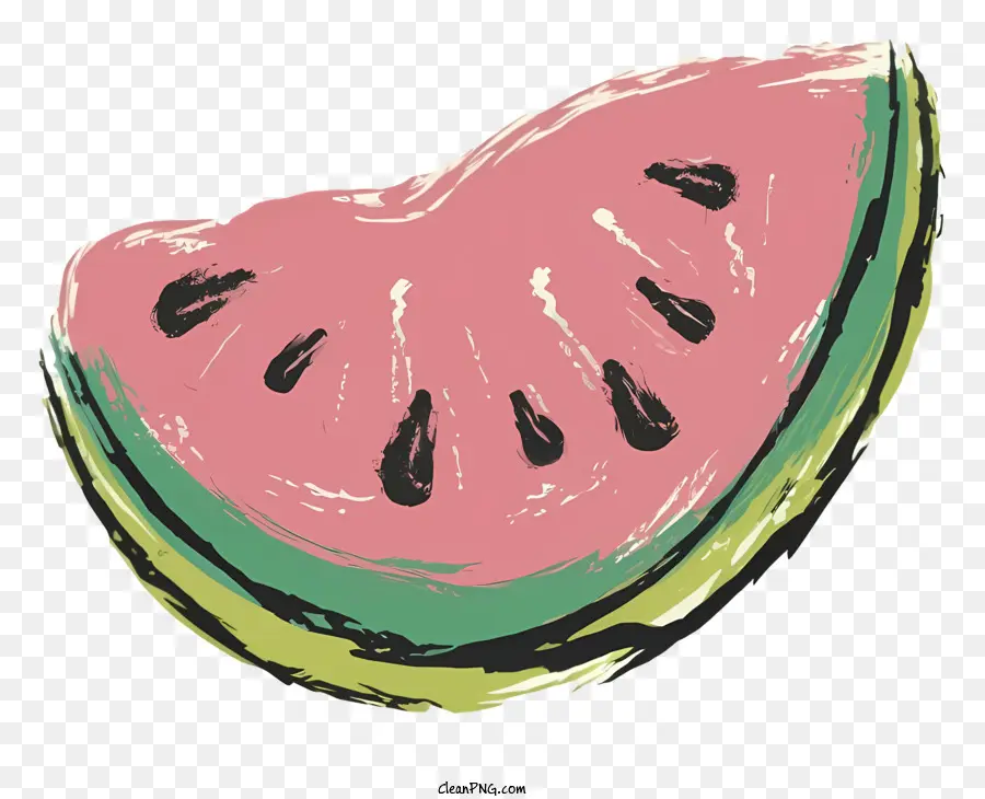 Cartoon rosa Wassermelonschneide grüne Wassermelonen Wassermelonen Bild Fruchtscheibe - Pink Watermelon Slice mit grüner Hälfte
