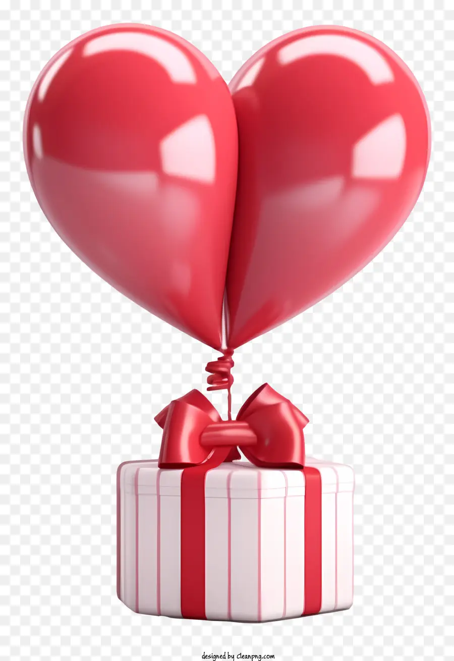 Bóng màu đỏ - Bóng bay trái tim đỏ và hộp quà nổi