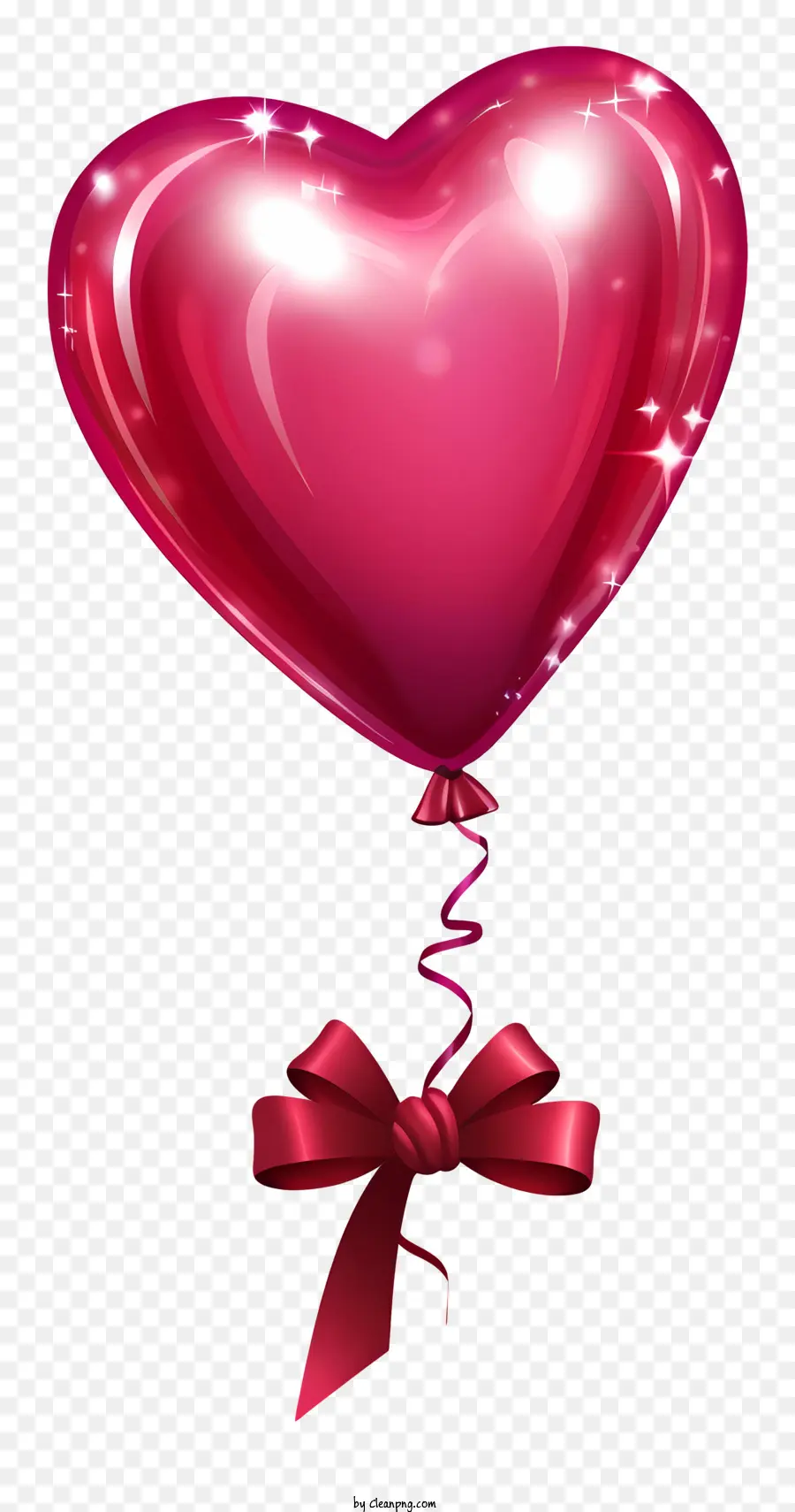 rosa Ballon - Pinkballon mit herzförmiger Bug spiegelt das Glück wider