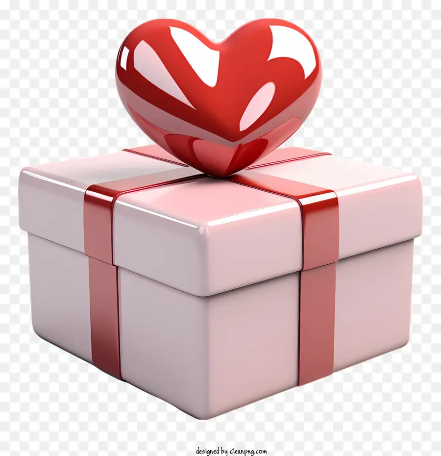 hộp quà - Hộp quà màu hồng với trái tim và ruy băng