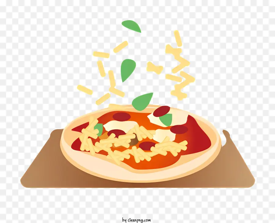 Icon Pizza Holz Schneidebrett Tomatensauce Mozzarella Käse - Pizza mit Tomatensauce, Käse und Belägen