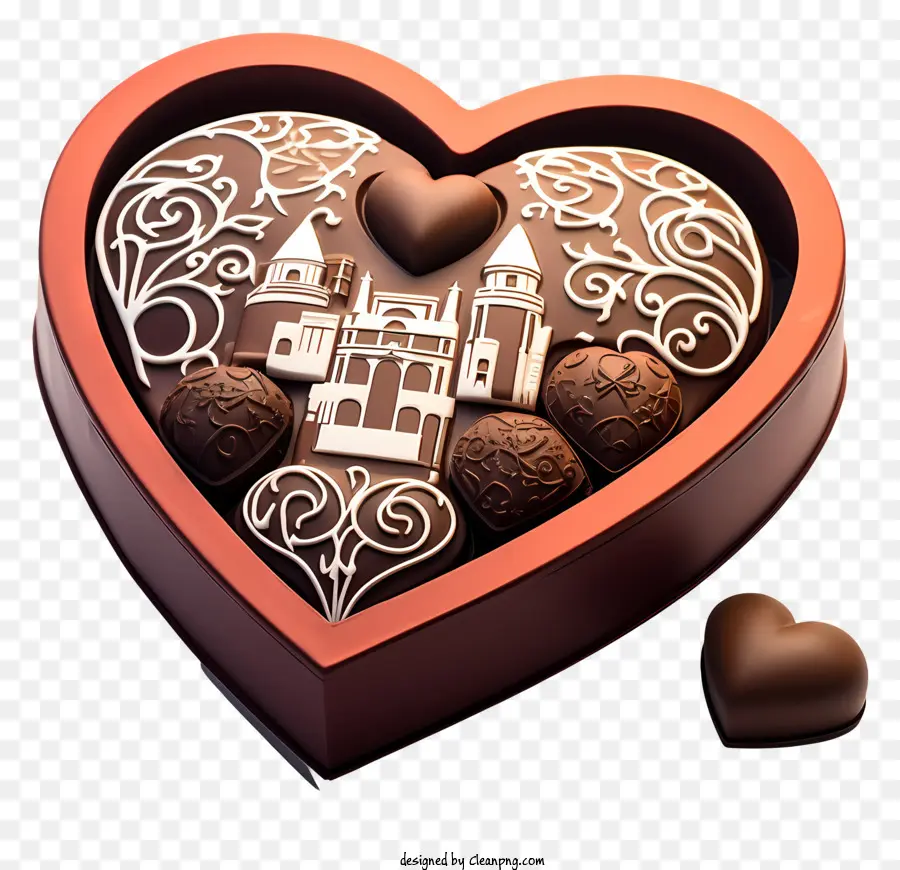 cioccolato - Romantico e lussuoso scatola di cioccolato a forma di cuore con varietà