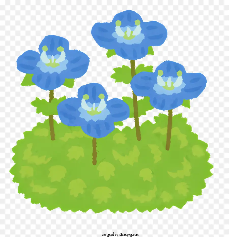 fiore cluster - Gruppo di fiori blu a forma di cuore in campo