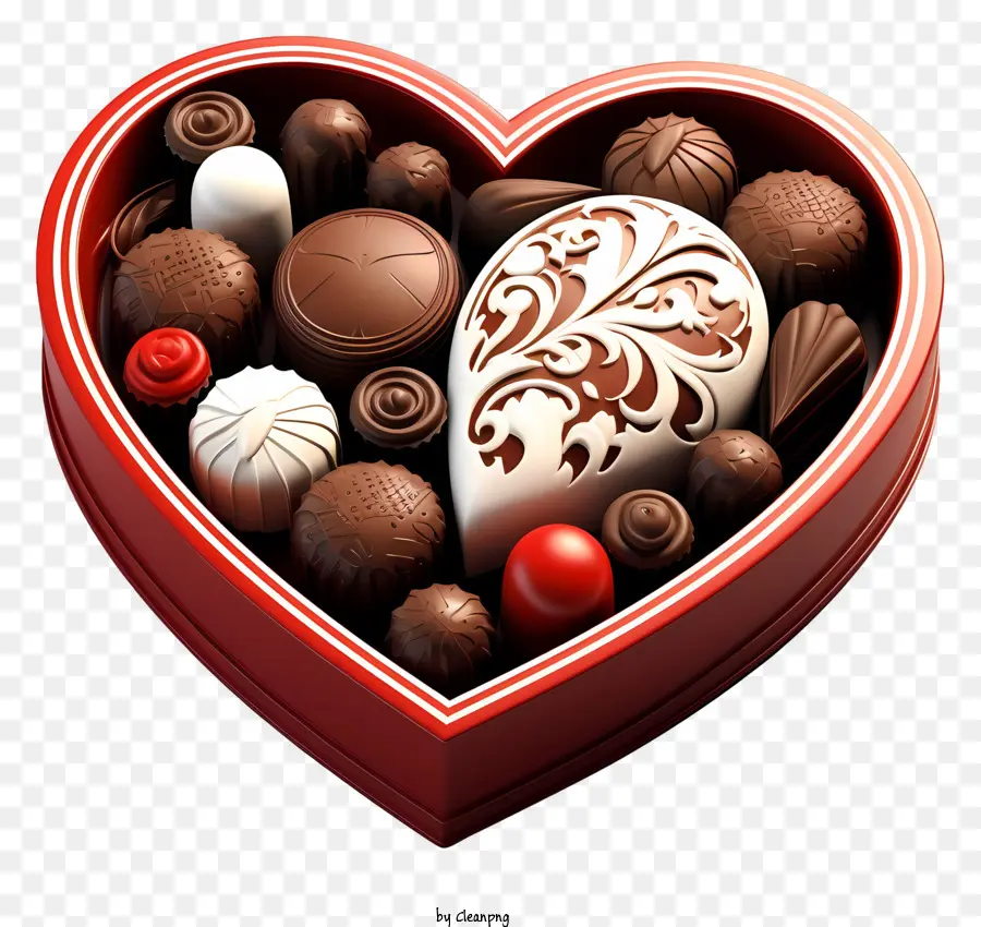 cioccolato - Scatola a forma di cuore riempito con vari cioccolatini