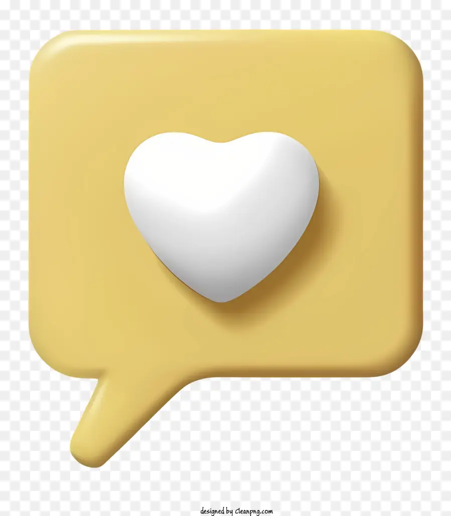 Sprechblase - Gelbe Sprachblase mit weißem Herzen im Inneren