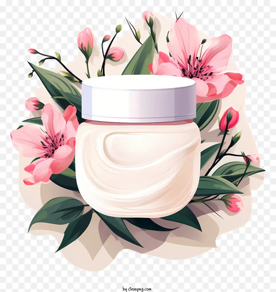 floralen Hintergrund - Luxuriöser Whitening Creamglas auf Blumenhintergrund