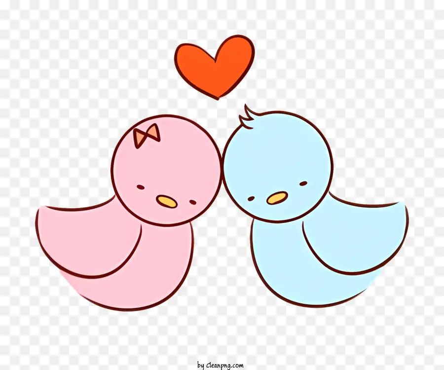 Icon Cartoon Vögel rosa Vogel blauer Vogel süße Vögel - Cartoon Vögel verliebt in das Herz über den Köpfen
