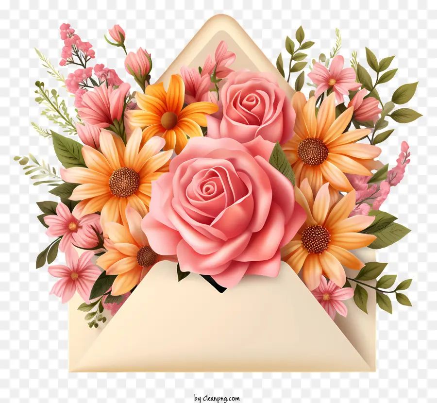 bouquet di fiori - Busta aperta con bouquet simmetrico di fiori