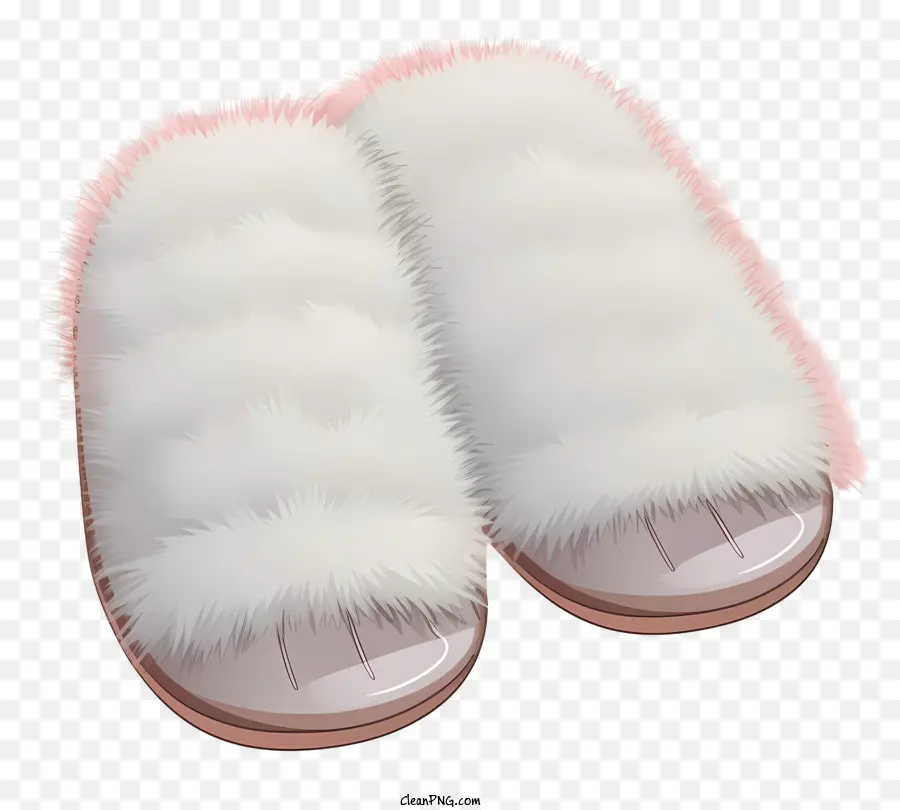 minimalized flat vector illustrate soft fluffy slippers faux fur slippers pink bow slippers round toe slippers