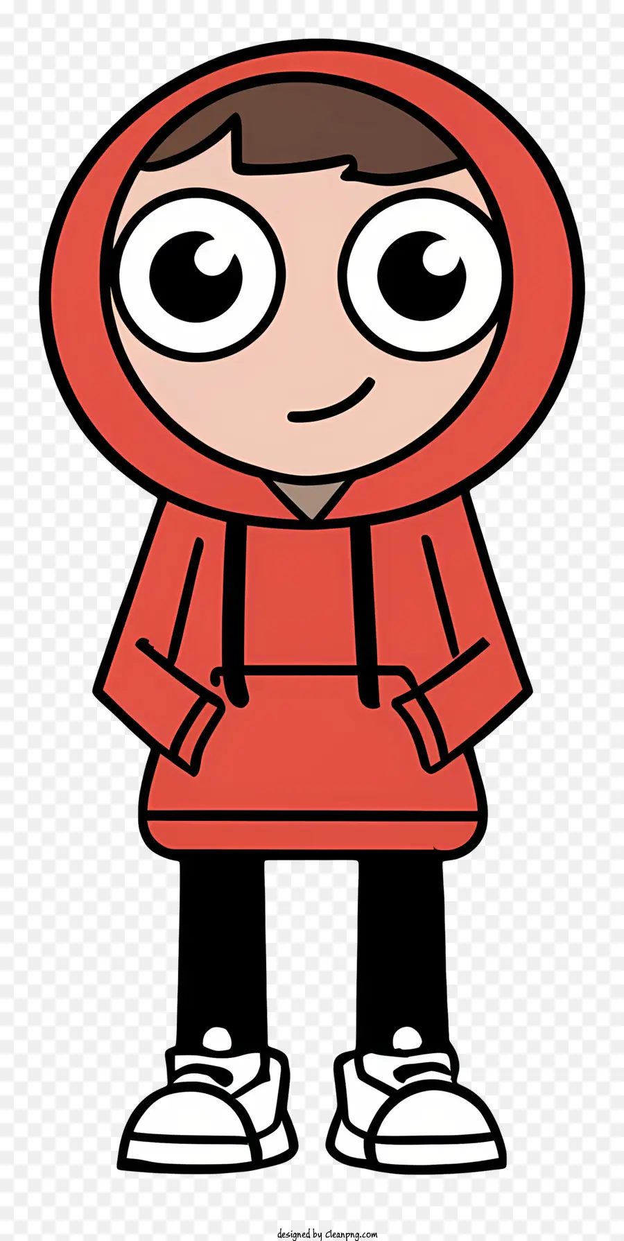 đeo kính - Người mặc áo hoodie đỏ, quần jean, mỉm cười, thư giãn