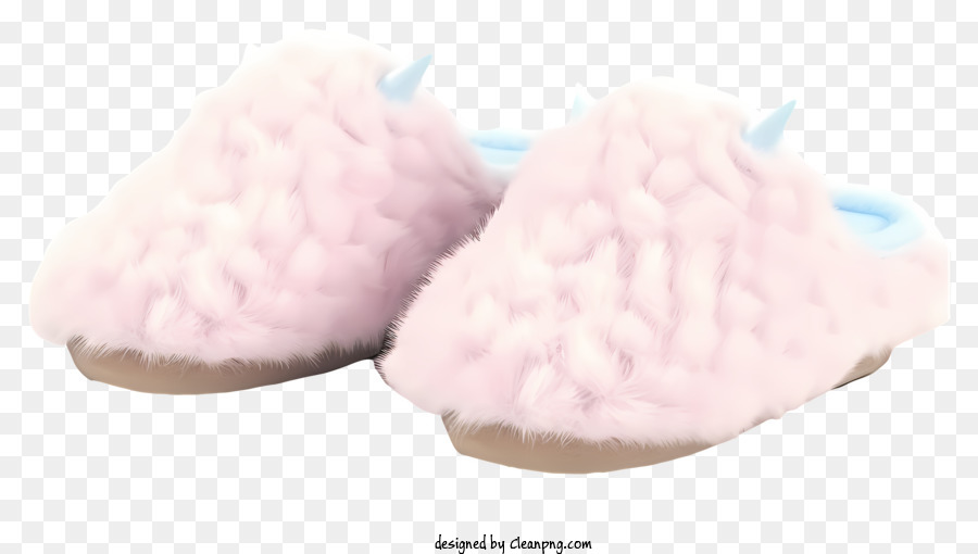realistic 3d soft fluffy slippers pink furry slippers blue spiked soles comfortable footwear trendy slippers
