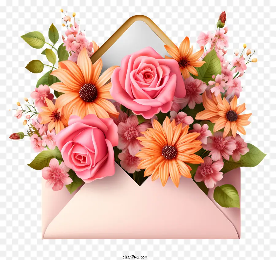 rosa Rosen - Rosa Umschlag mit überfülltem Blumenstrauß
