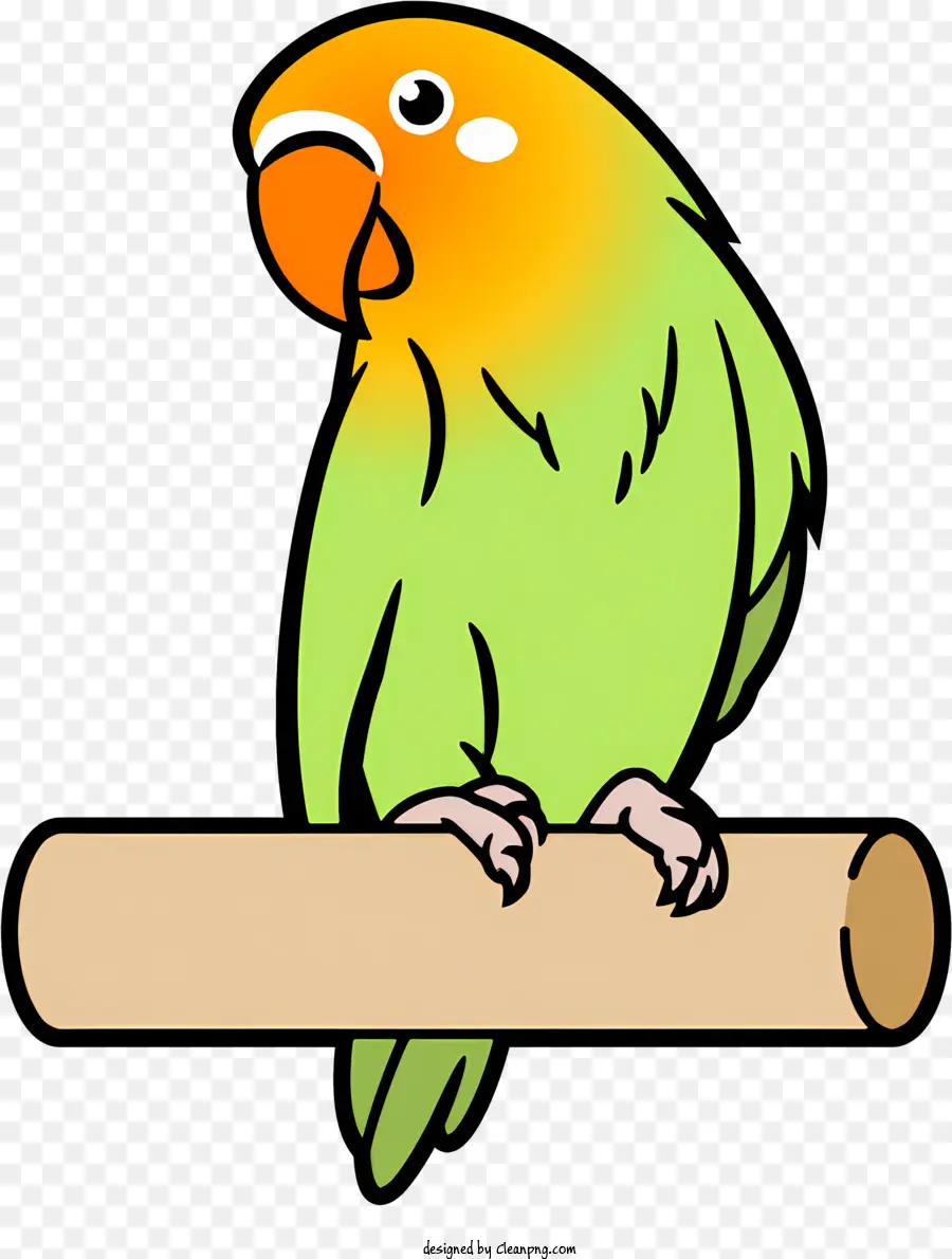 icon cartoon parrot wooden perch surprised expression red and green cap
