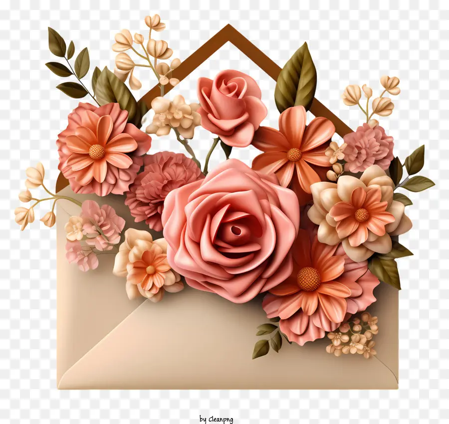 Blumenstrauß - Offener Umschlag mit künstlerischem Blumenstrauß