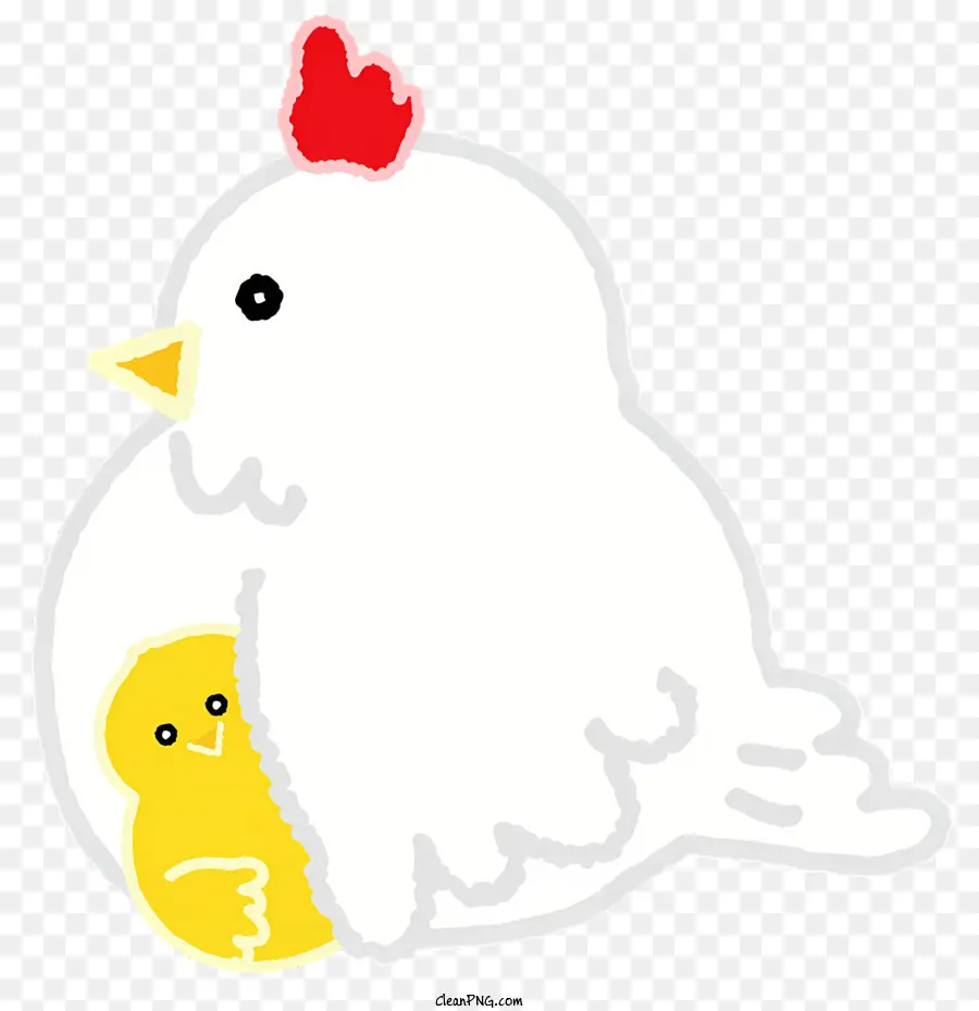 Icon weißes Hühnchen gelber Schnabel rote Flecken Federn - Inhalt weißes Huhn, das bequem auf Rücken liegt