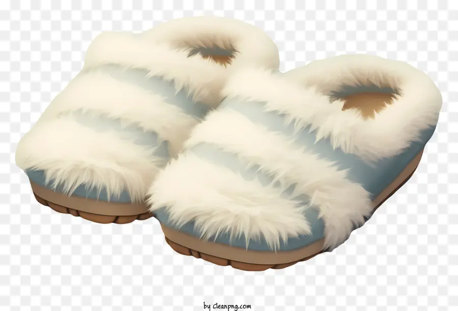 Warme flauschige Hausschuhe Pelschchen Blau -Weiß -Hausschuhe Winterschuhe - Weiche Pelzruhe für Innen- und Außenkleidung