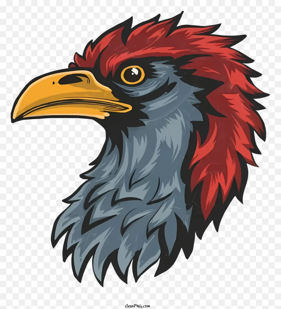 Cartoon Red Bird Cartoon Bild Schwarz -Weiß -Muster Mohawk Haarschnitt - Cartoon Red Bird mit schwarz -weißem Mohawk