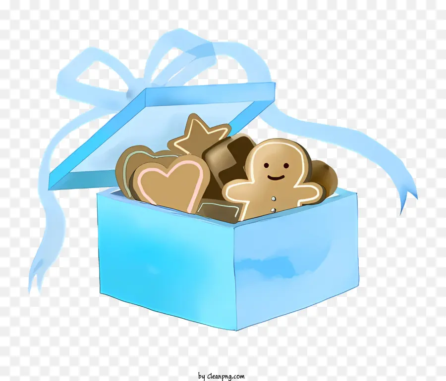 Geschenkbox - Öffnen Sie Blue Box mit Schokoladenkekse