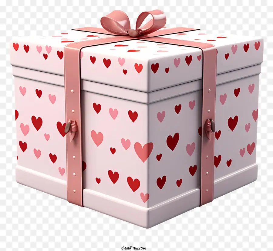 hộp quà - Hộp quà màu hồng với trái tim, đóng và khóa