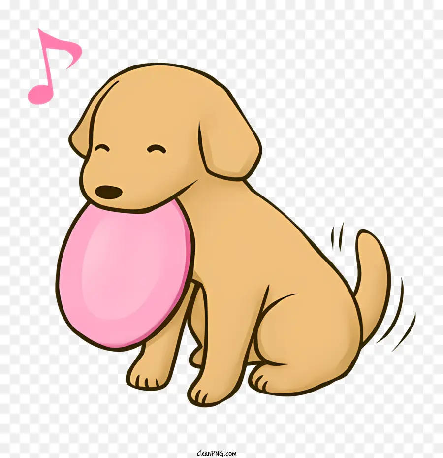 phim hoạt hình con chó - Chó hoạt hình với cái miệng mở giữ kẹo trái tim