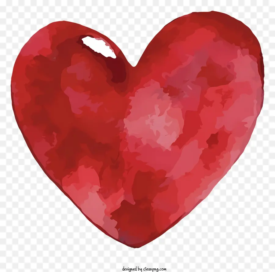 màu nước kết cấu - Trái tim đỏ trên nền đen với kết cấu màu nước