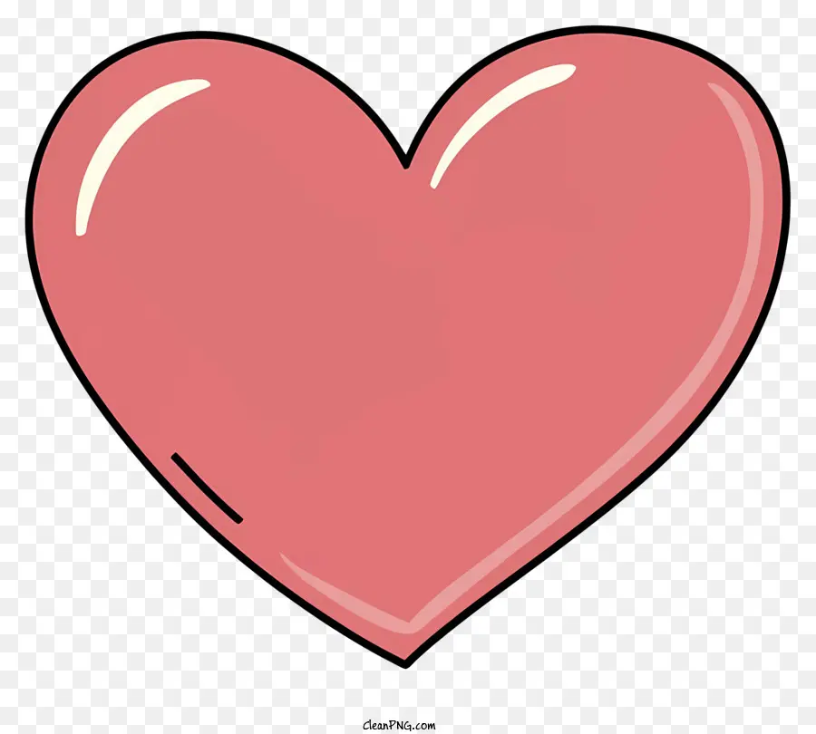 Cartoon herzförmiges Objekt rosa Herz schwarzer Hintergrund Einfaches Bild - Rosa Herz auf schwarzem Hintergrund, isoliertes Objekt