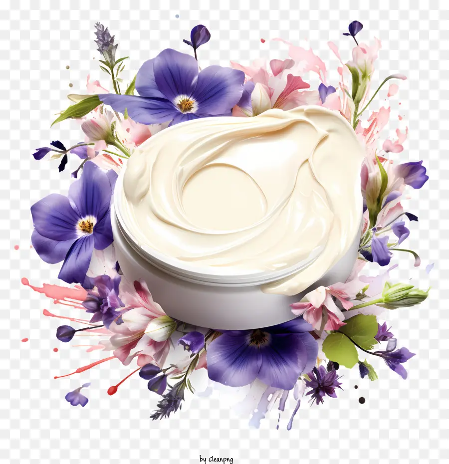 la disposizione dei fiori - Ciotola bianca con sostanza crema e fiori