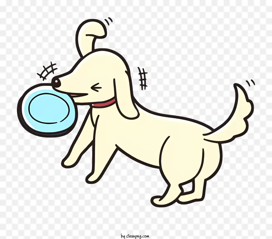 Ikon kleiner weißer Hund Blauer Ball Blauer Kragen auf den Hinterbeinen stehen - Netter Hund mit blauem Ball, verspielt und aufgeregt