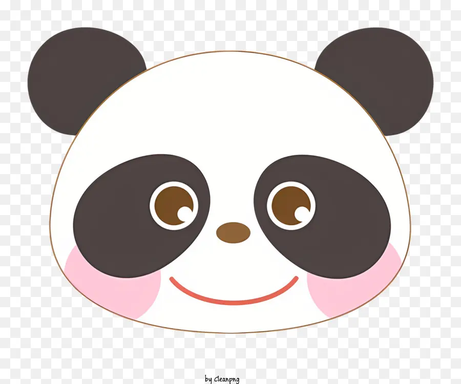 Icon Panda Bear Cartoon rosa Nase große schwarze Augen - Cartoon Panda Bär mit rosa Nase und Lächeln