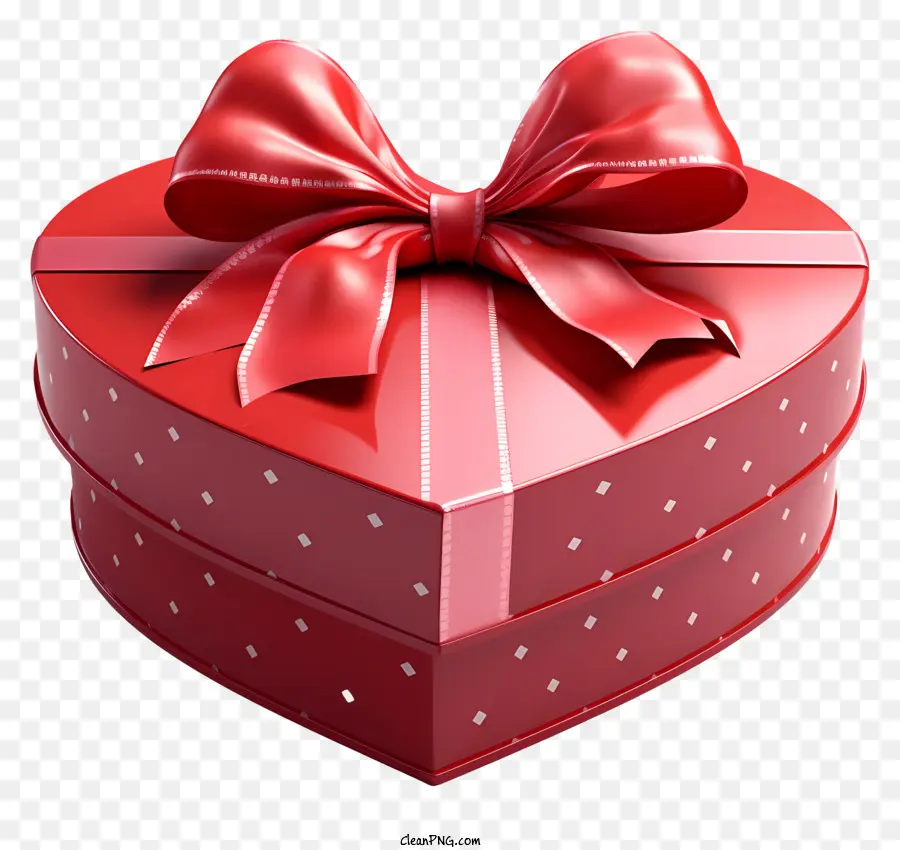 scatola regalo - Scatola rossa a forma di cuore con arco su sfondo nero