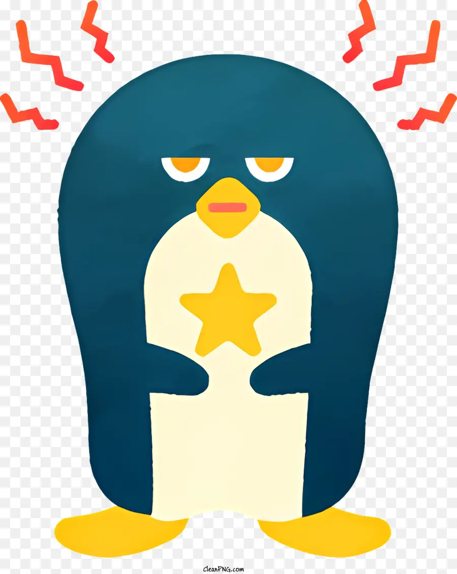 nền trắng - Chim cánh cụt hoạt hình với cau có mặc áo sơ mi màu xanh