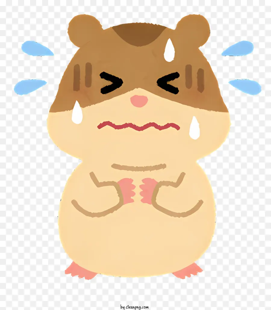 Natur besorgt Hamster kleiner brauner Hamster Cartoon Hamster trauriger Hamster - Besorgter Hamster mit Tränen mit blauem Kragen