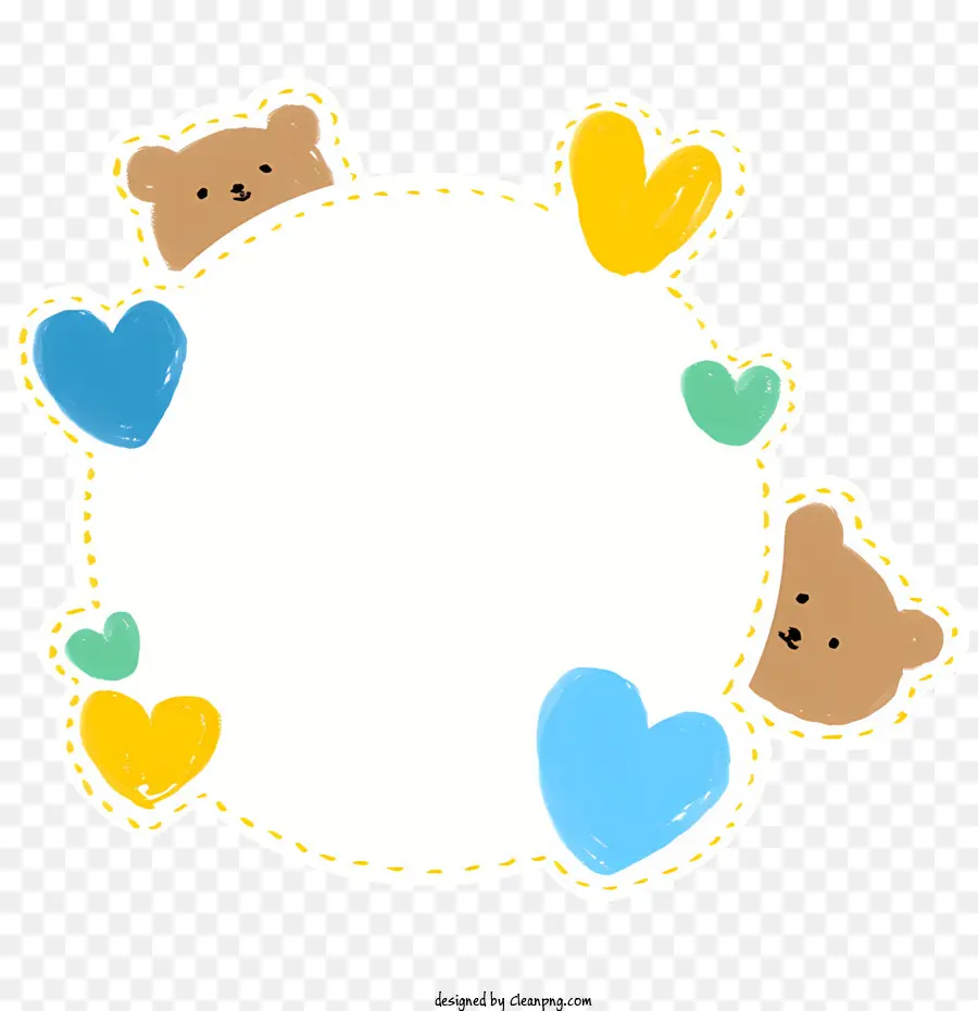 Runde Rahmen - Netter, spielerischer Rahmen mit farbenfrohen Herzen und Bären