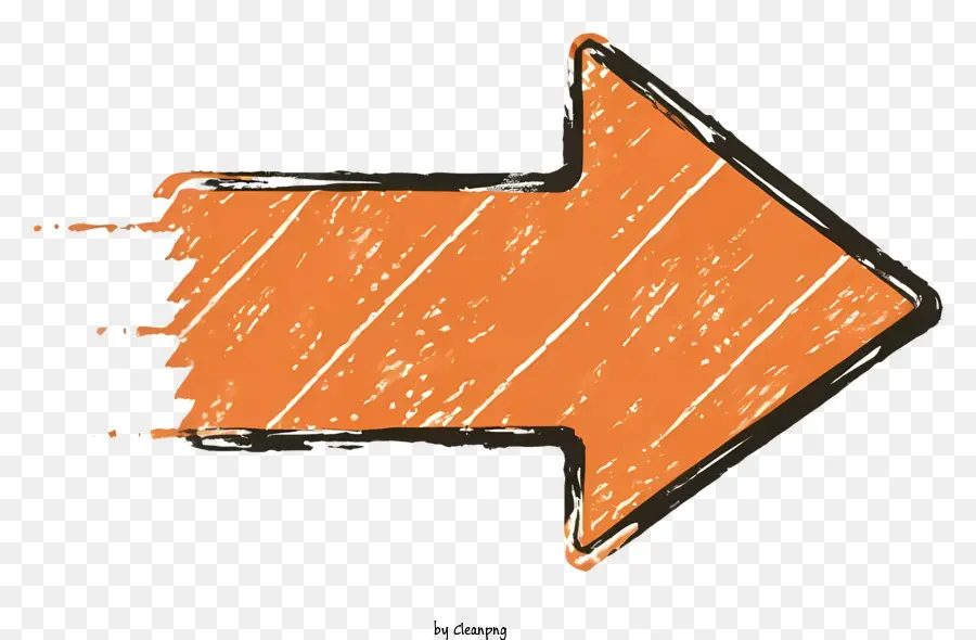 freccia arancione - Schizzo disegnato a gesso di una freccia arancione imperfetta
