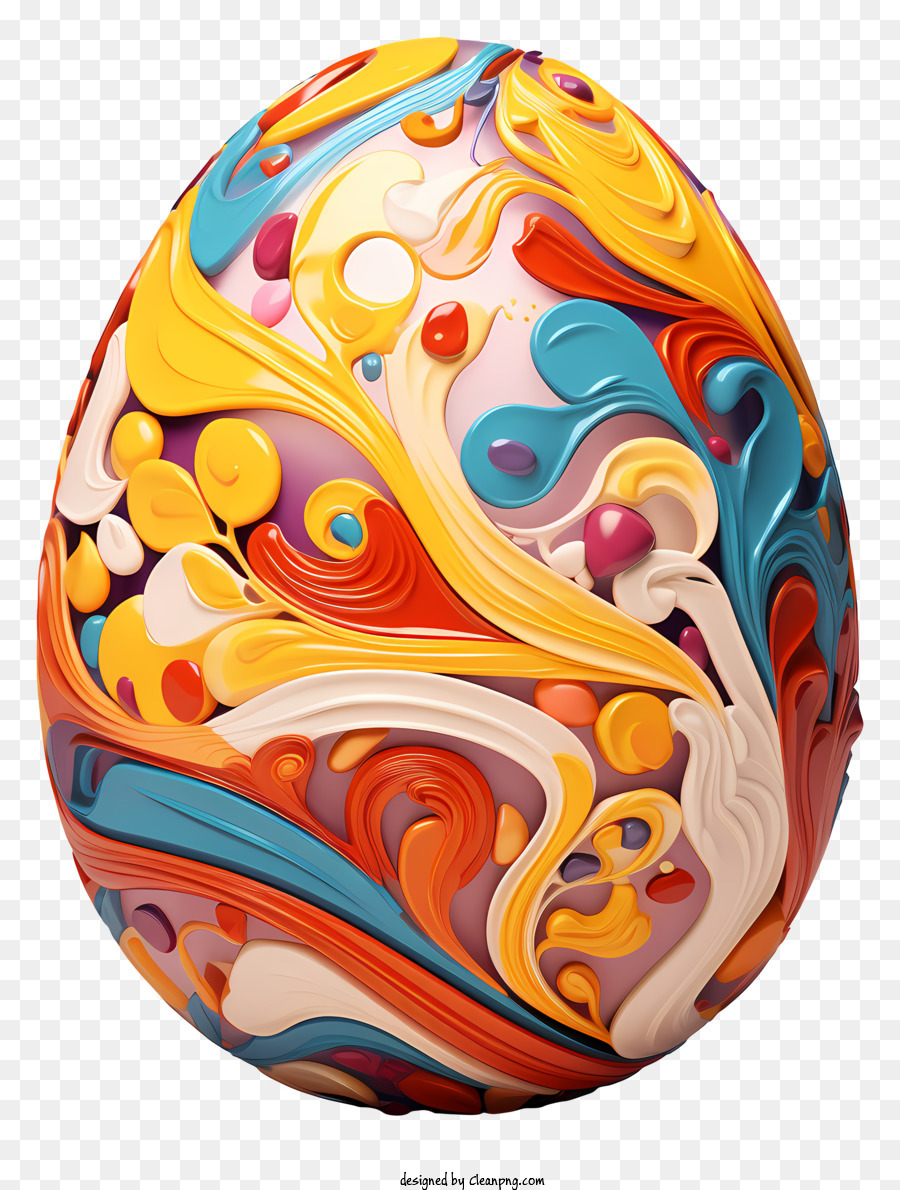 Trứng Phục sinh sơn trứng nhiều màu - Trứng đầy màu sắc với vòng xoáy trên nền đen