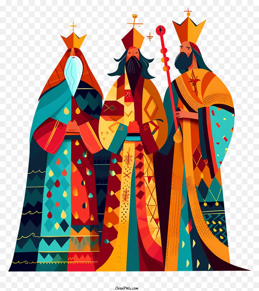 Epiphany Ba người đàn ông khôn ngoan trên vương miện regal truyền thống - Đám rước đầy màu sắc của ba người đàn ông khôn ngoan với vương miện