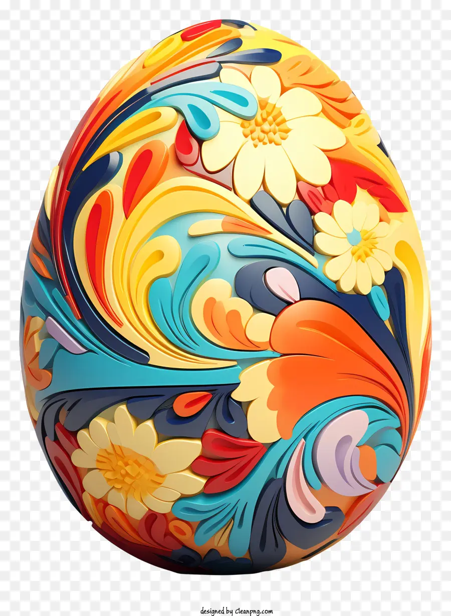 Trứng Phục sinh Thiết kế hoa trừu tượng Mẫu trang trí công phu Màu sắc rực rỡ - Các hoa văn hoa đầy màu sắc, xoáy với vẻ ngoài ảo giác