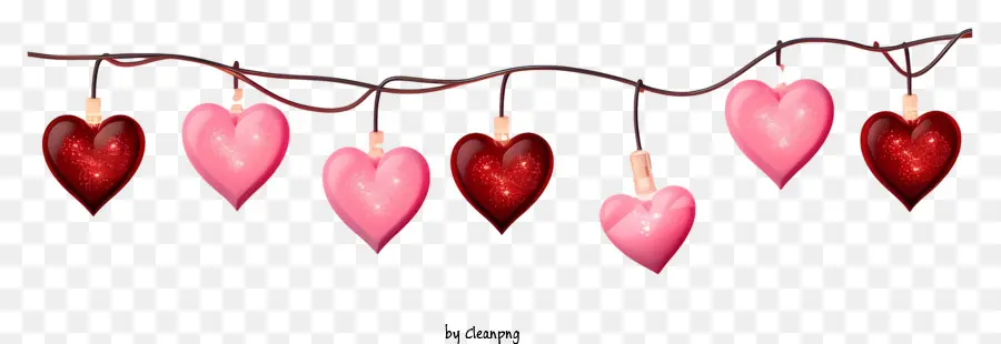 realistic 3d valentine string lights hearts red hearts pink hearts hanging hearts