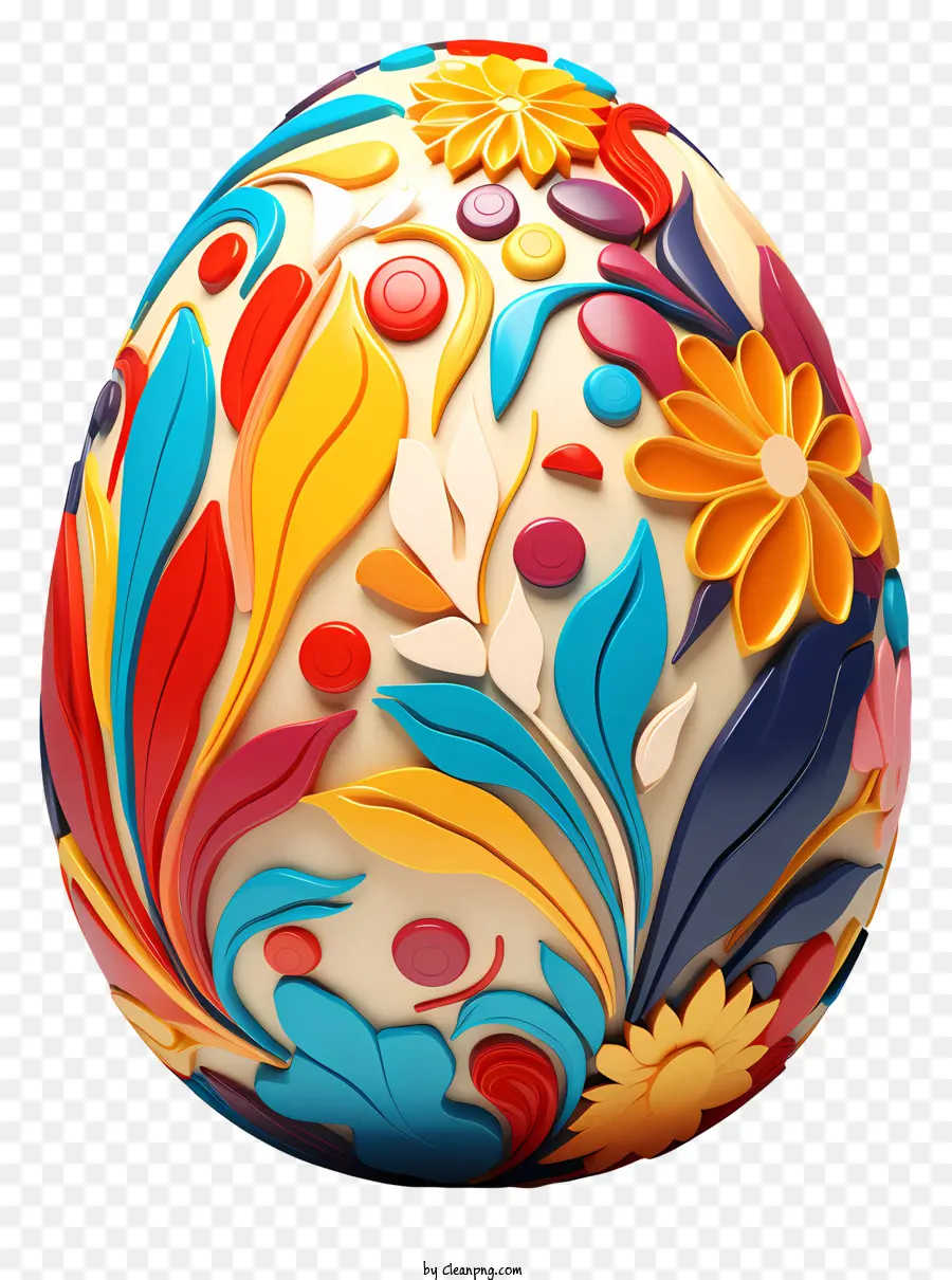 trứng phục sinh - Trứng có hoa màu đầy màu sắc với đầu nhọn