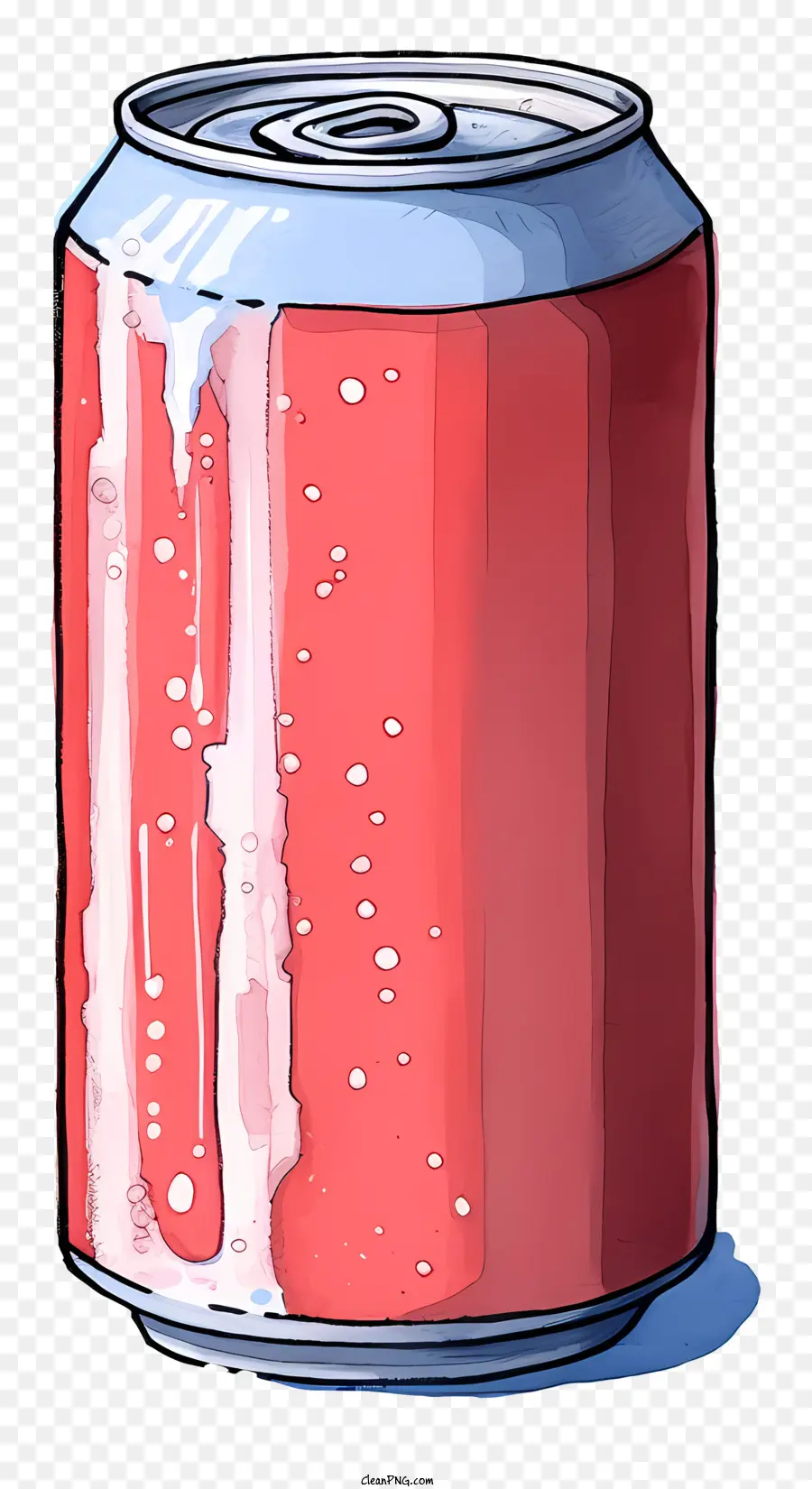 watercolor beer can soda can red exterior white interior bubbles